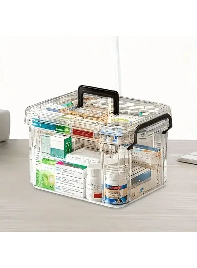 Black XL Heavy Duty Transparent Plastic Waterproof Medicine Cabinet Organizer - Image 2